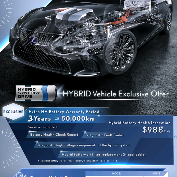<Hybrid Series Offer> Battery Replacement Offer and Inspection Service