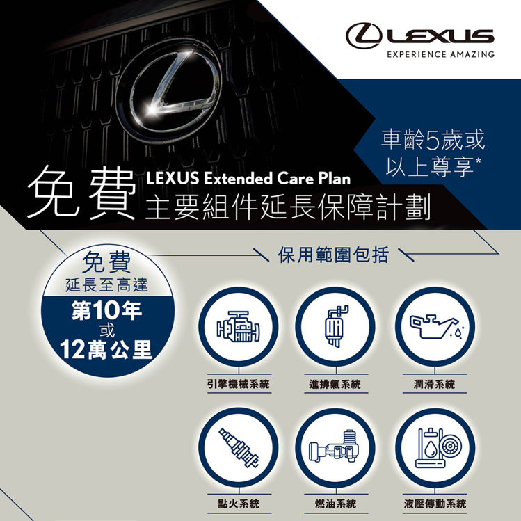 LEXUS免費主要組件延長保障計劃
