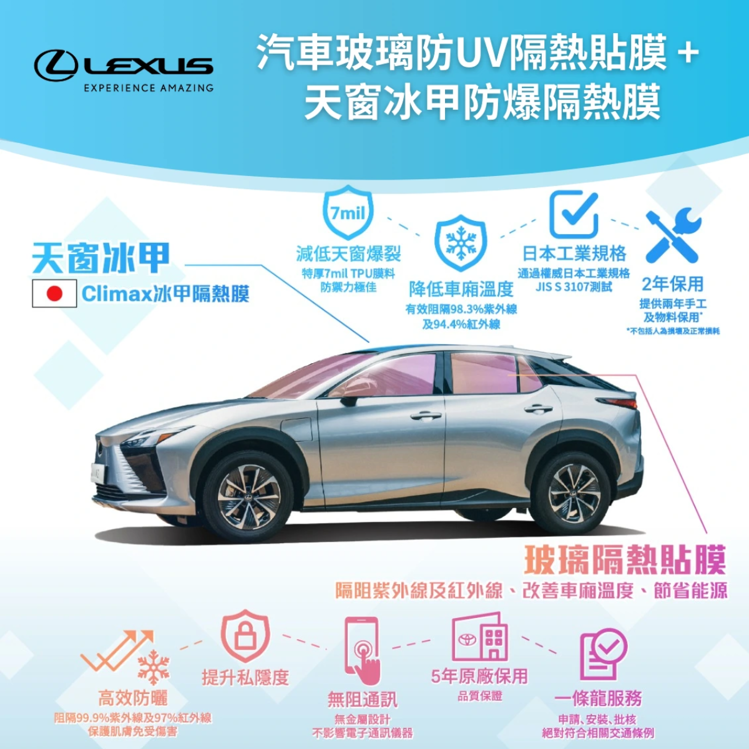 汽車玻璃防UV隔熱貼膜及天窗冰甲防爆隔熱膜